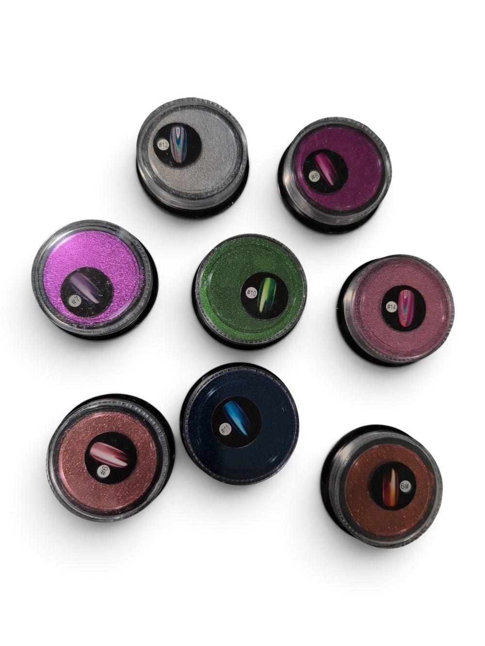 Multi-Color Nail Powder Set - Assorted Metallic Shades - Picture 1 of 10